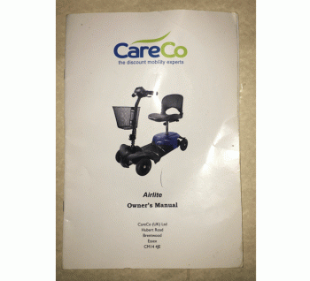 Used Owners Manual For A CareCo Airlite Scooter B3508