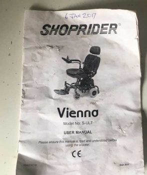 Used Owners Manual For A Shoprider Vienna Powerchair Q27