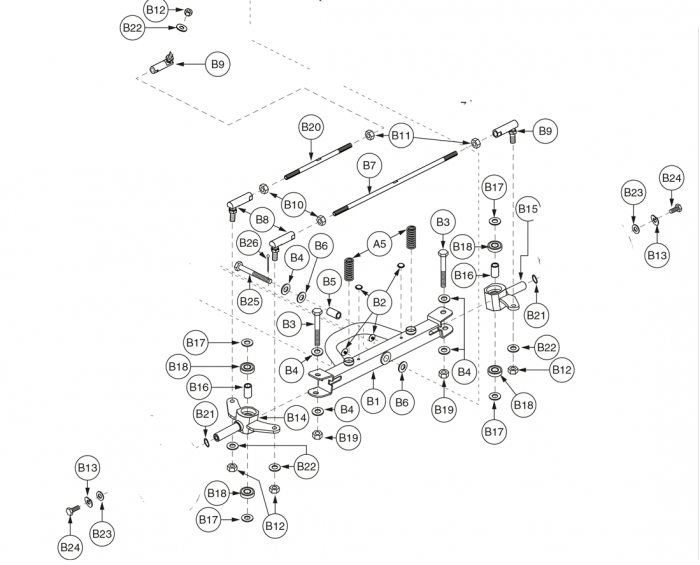 New Front Axle 4Wheel Pride Celebrity XLDX Mobility Scooter Wheelie